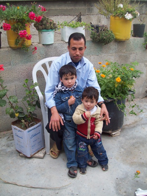 Hassan with his little boys, Khan Younis